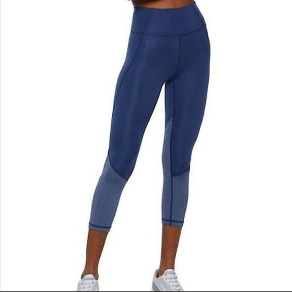 Iris & Ink Athletic Crop Leggings Navy Heather Patriot Blue Women’s Size S - Picture 1 of 6